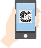 QRコードを表示したスマートフォン